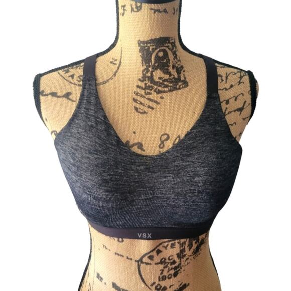 XL Victoria's Secret sports bra, heathered gray, crisscross back, padded - Picture 1 of 4